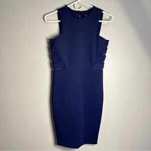 Marciano Sleeveless Above Knee Mesh Cutout Dress Blue Womens Small Party Sexy